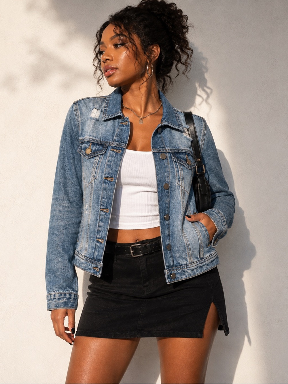 C’est Toi Black Label Distressed Denim Jacket Women’s Small